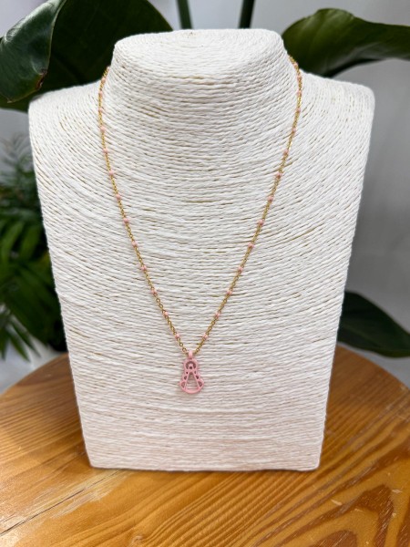 COLLAR BOLITA ROSA VIRGENCITA